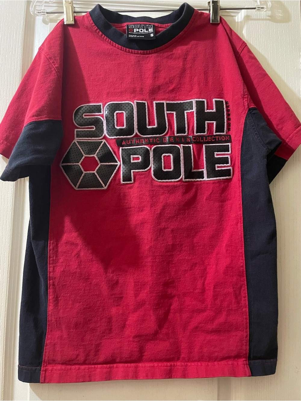 South Pole Red Tee with Navy Panels and Logo